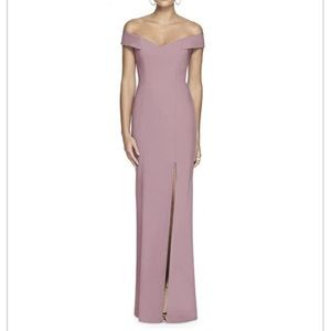 DESSY COLLECTION Off the Shoulder Crossback Gown